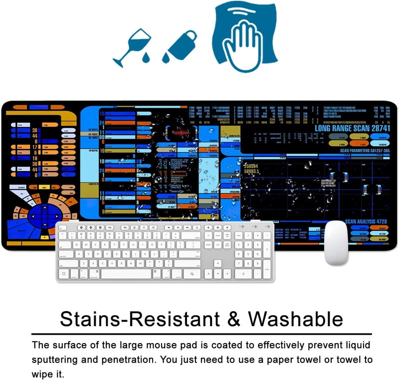T TOPLAY Spacecraft Dashboard Gaming Mouse Pad Large Mouse Pad Office Desk Accessories XL Desk Mat 31.5x11.8x0.12 inch Blue Large Desk Pad Keyboard Pad (Console) - Image 3